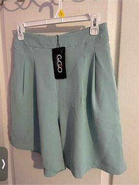 Gigio U.S.A. Flowy Seafoam Green Women's High Waisted Summer Shorts - Size Small